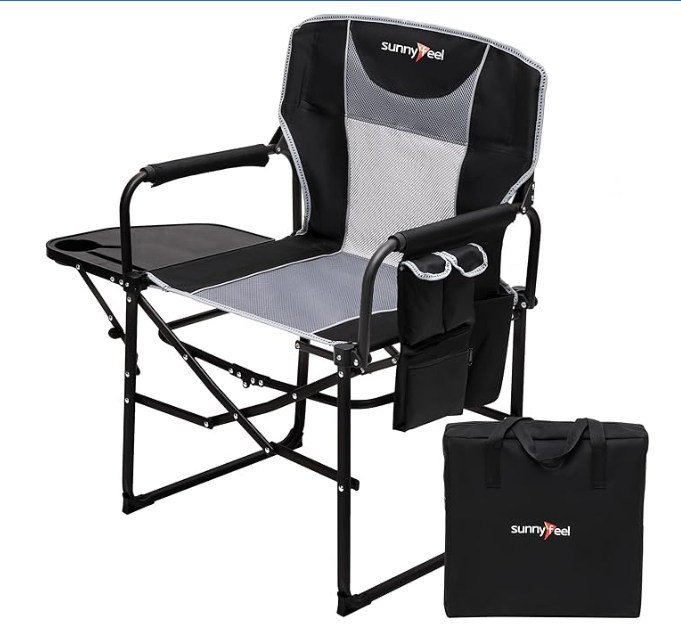 SUNNYFEEL Camping Directors Chair with side table and pocket