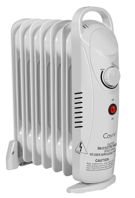 Oil-filled radiator used for overnight heat