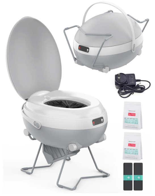 Modiwell Space Egg LE-330 portable dry-flush toilet with carry handle