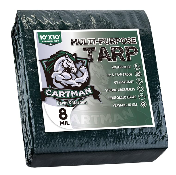 10 x 10 tarp used under the camping tent