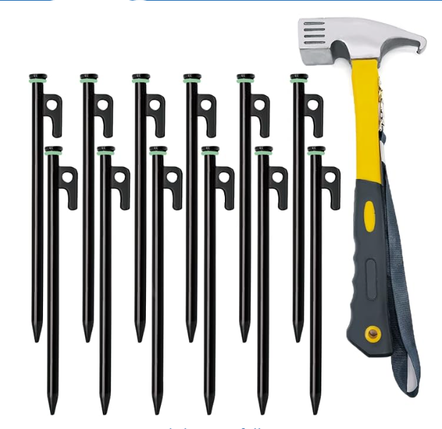 Tent stakes and hammer